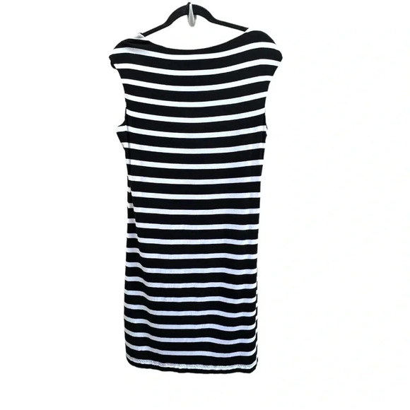 Calvin Klein Womens Dress Size 14 Sheath Black White Striped Knit Sleeveless - Picture 7 of 7